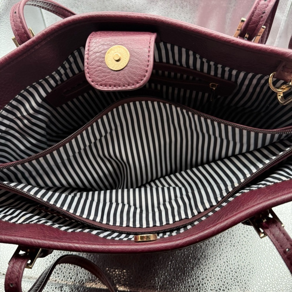 Urban Expressions Work Tote with Wristlet Pebble Vegan Leather Footed Burgundy - Picture 9 of 12